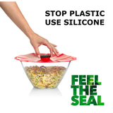 Charles Viancin Poppy Lid-caption reads, "Stop Plastic, Use Silicone. Feel the Seal"