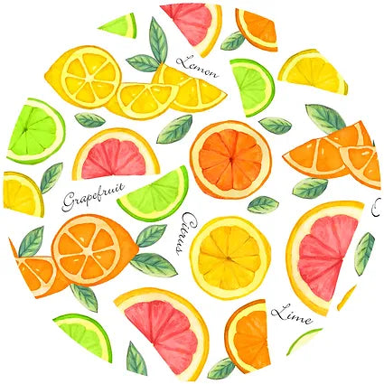 Andreas Jar Opener with slices of lemon, limes, oranges, and the words grapefruit, citrus, lime, and lemon