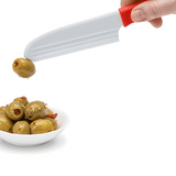 Dreamfarm Cheeseknife Knibble picking up an olive