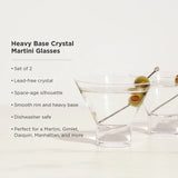 Viski Raye Heavy-Base Stemless Crystal Martini Glasses s/2