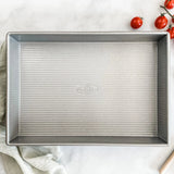 Birds eye view of USA Pan Rectangular Cake Pan 9 X 13