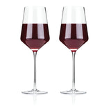 Viski Raye Stemmed Angled Crystal Bordeaux Glasses s/2