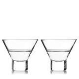 Viski Raye Heavy-Base Stemless Crystal Martini Glasses s/2