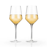 Viski Raye Angled Crystal Chardonnay Glasses s/2