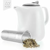 Tealyra Daze White Large 47oz Ceramic Teapot w/Infuser