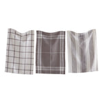 One grey and white stripe, onegrey and white checkered, and one grey and white plaid check