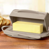 Taupe Butterie Butter Dish with butter in it