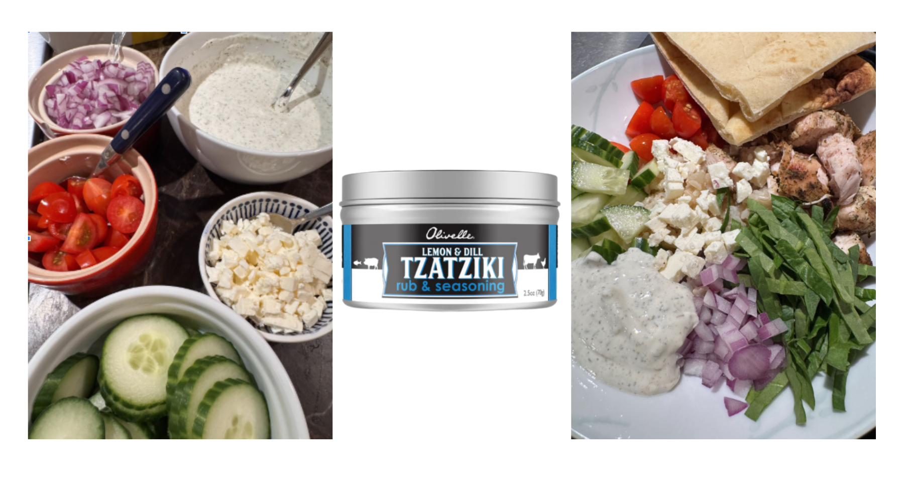 Healthy Chicken Gyro Brown Rice Bowls with Olivelle Tzatziki