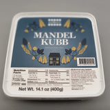 Mandel Kubb packaging on a gray background