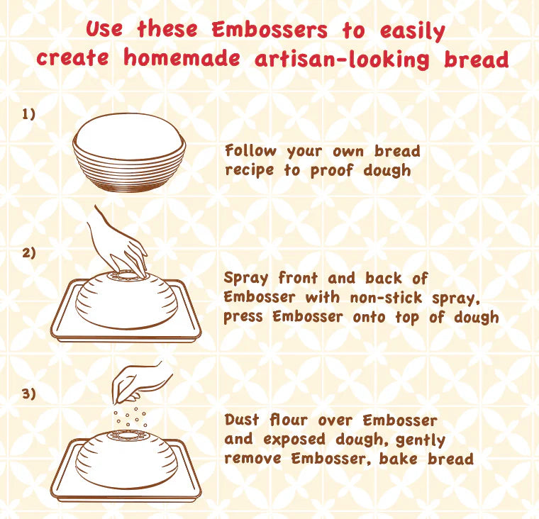 Directions on how to use embossers on bread