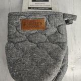 Harman Quilted Mini Mitt Pair w/Silicone Charcoal