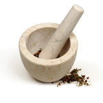 RSVP Mortar & Pestle Set with herbs crushed very finely