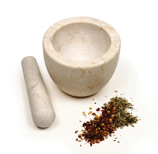 RSVP Mortar & Pestle Set and crushed herbs