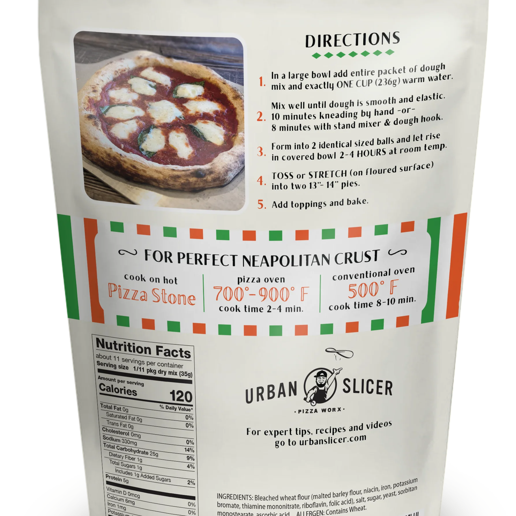 Urban Slicer Neapolitan Pizza Dough back of package