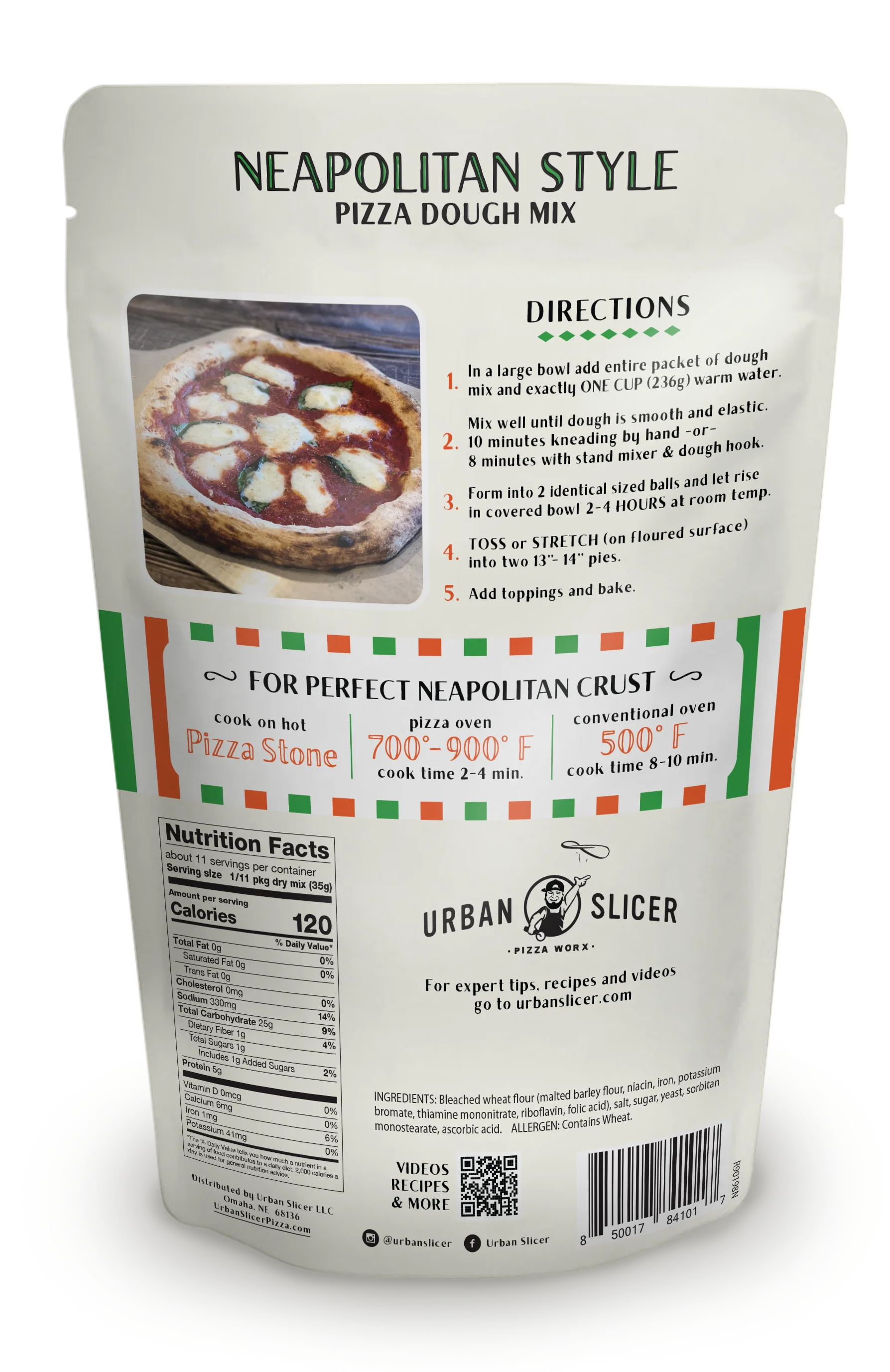 Urban Slicer Neapolitan Pizza Dough back of package