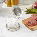 Open salt server with hamburger ingredients