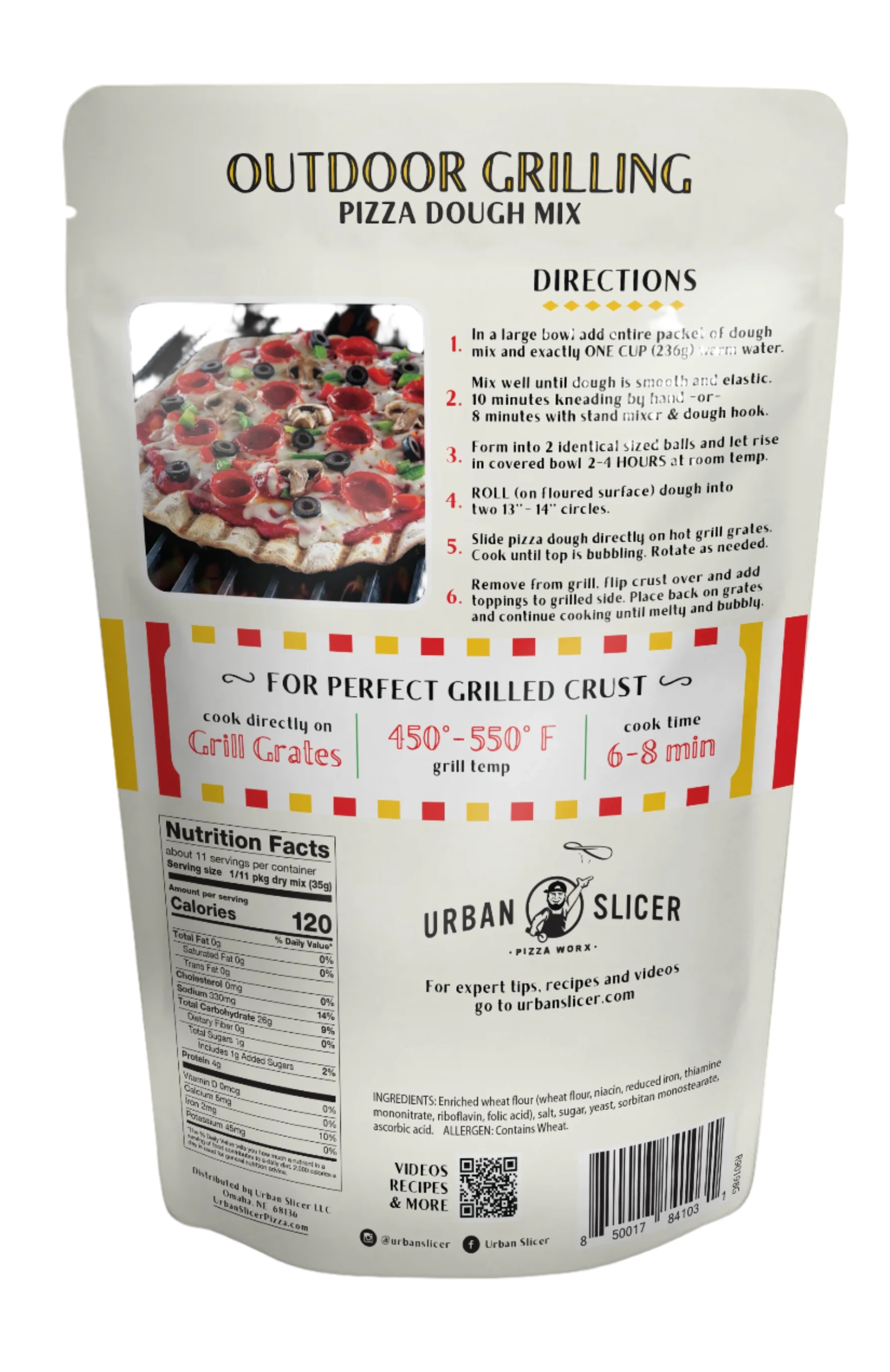 Urban Slicer Grilling Pizza Dough Back of Packaging