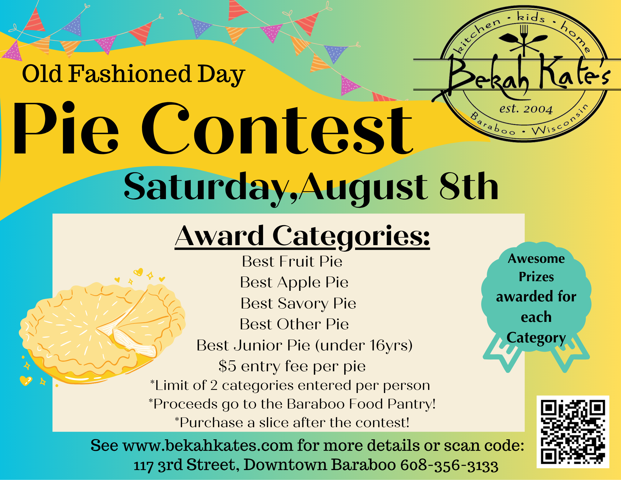 Pie Contest Aug. 9th  - Register with link here