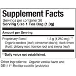 Supplement Facts for Probiotic tea