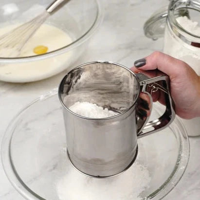RSVP 3 Cup Flour Sifter with flour