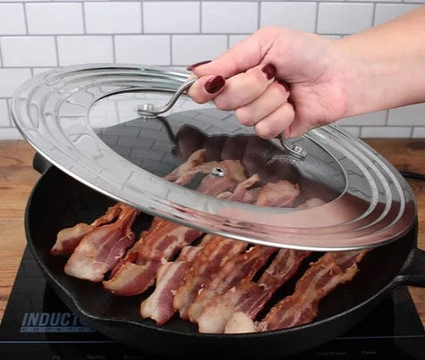 RSVP Universal Small Lid  on frying bacon