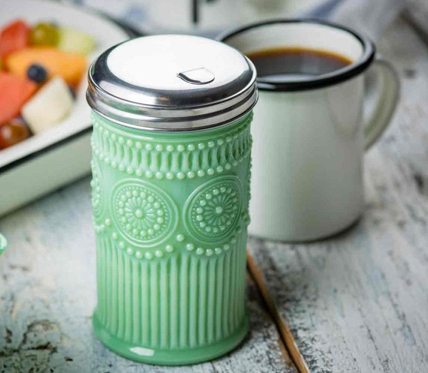 Jadeite Sugar Shaker and Coffee