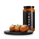 Truff Marinara Bottle with three meatballs