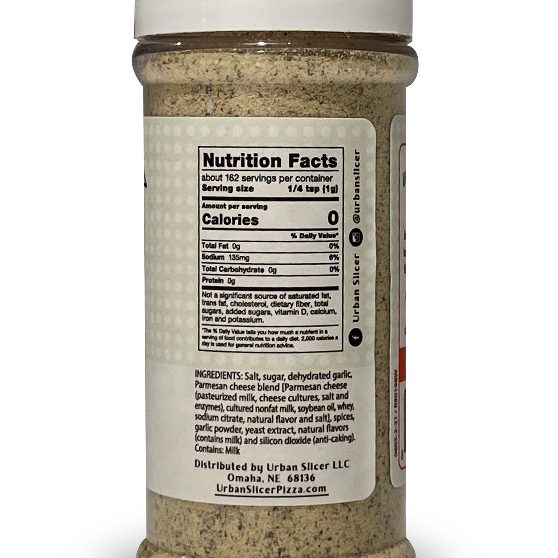 Urban Slicer White Pizza Mojo Seasoning Nutritional Label