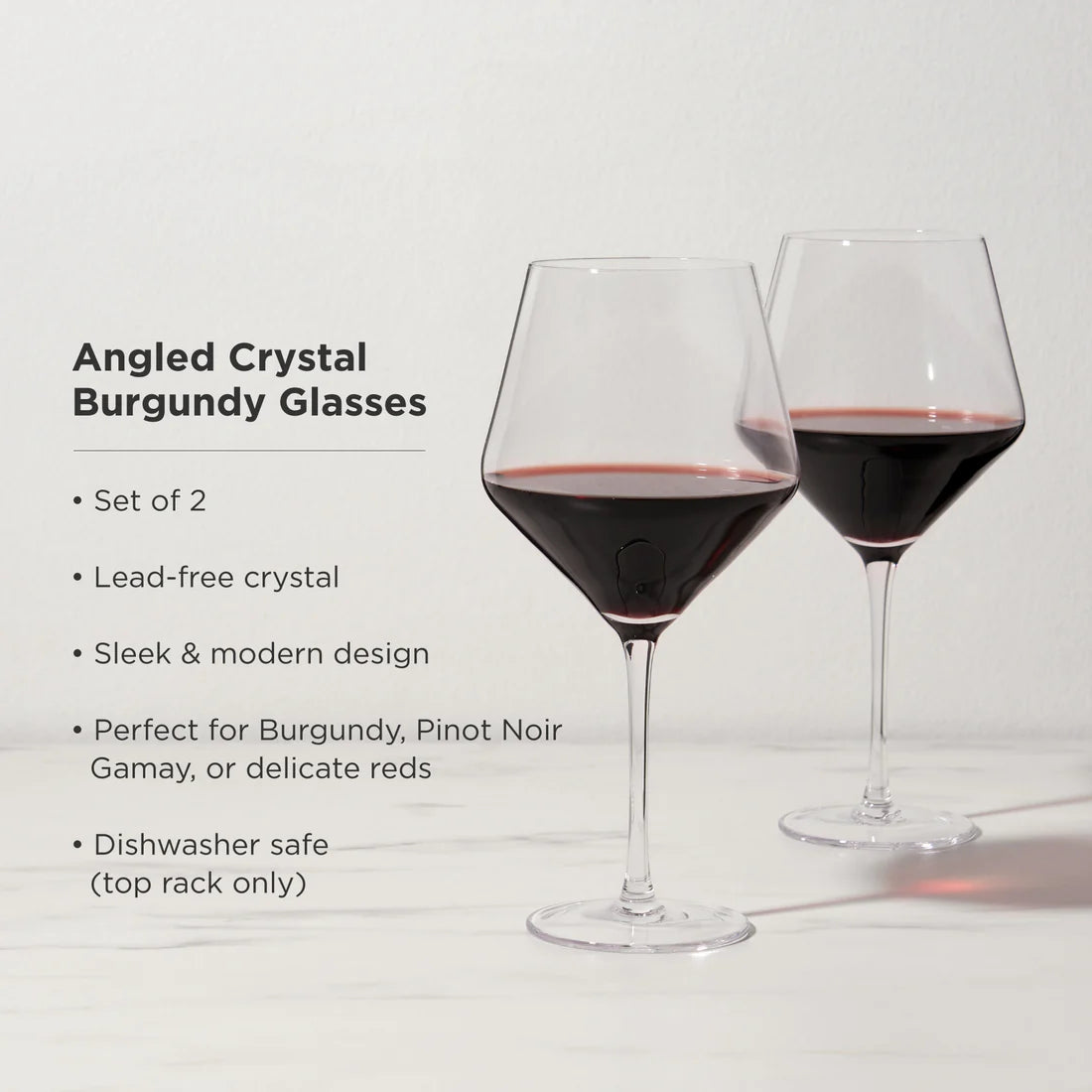 Viski Raye Angled Crystal Burgandy Glasses s/2