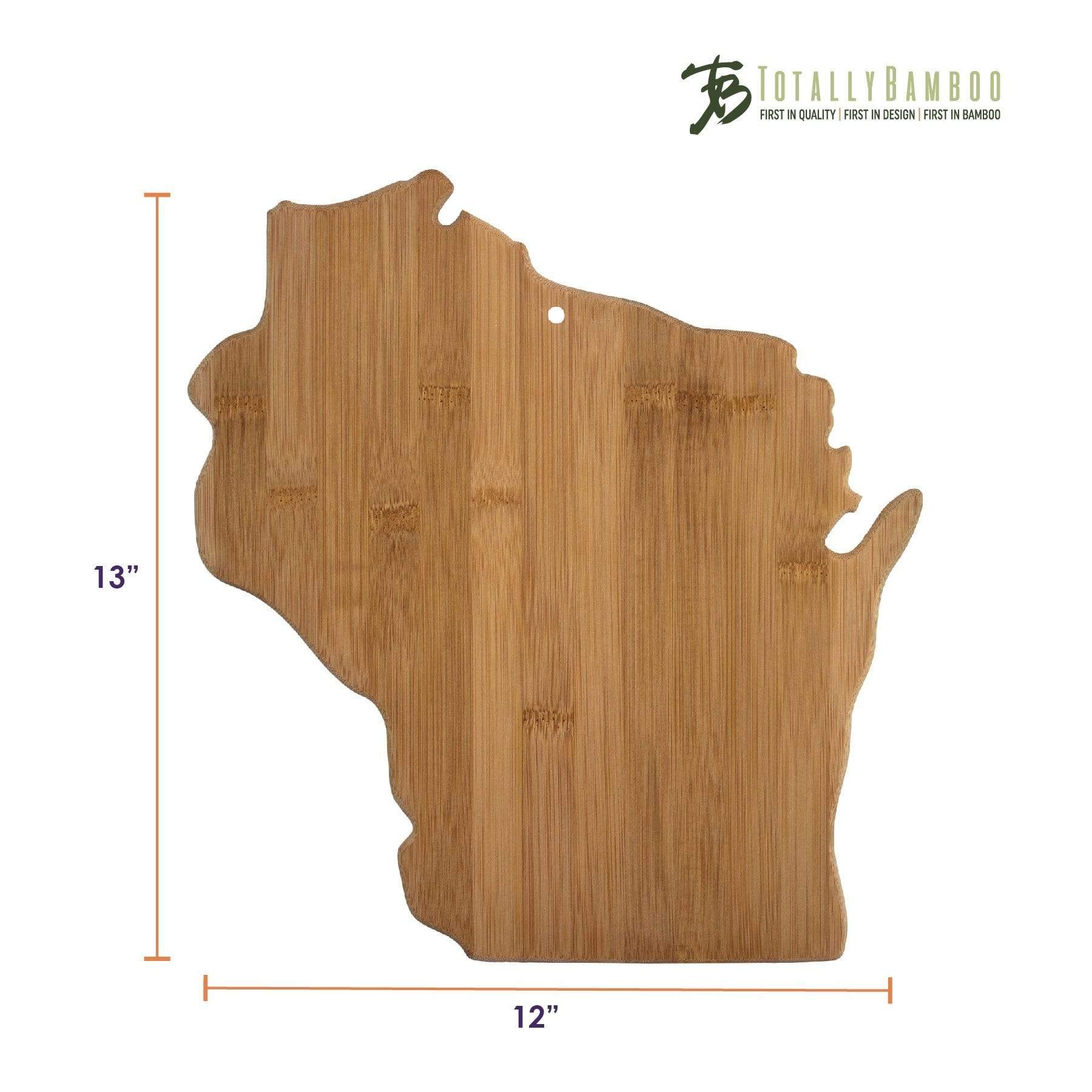 Totally Bamboo WI Cutting Board with measurements