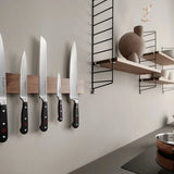 Wusthof 18"Magnabar in Acacia Wood on kitchen wall with Wusthof knives