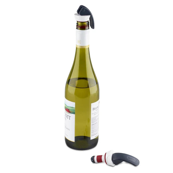 Zyliss Easy Seal Bottle Stoppers-one lying down and one in a bottle of wine