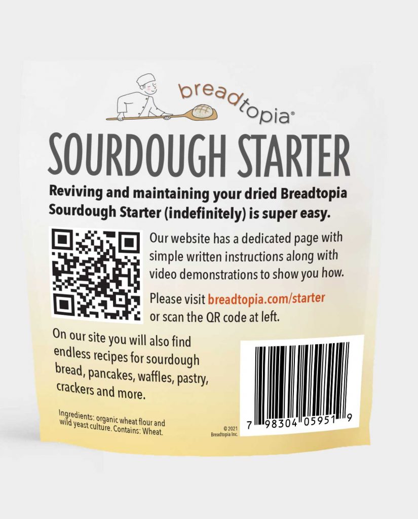 Back of package for Breadtopia Sourdough Starter