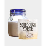 Packet of Breadtopia Sourdough Starter with Starter in a jar