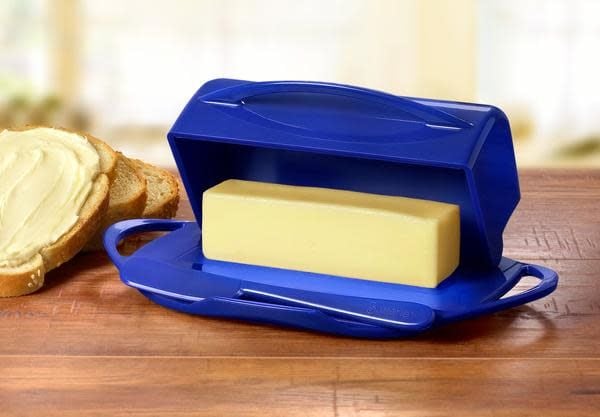 Dark Blue Butterie Butter Dish with butter in it