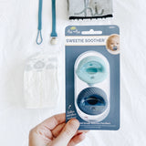 Itzy Ritzy Sweetie Soother Pacifier Set/2 - Robins Egg Blue and Navy Cables