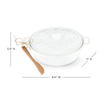 Twine Ceramic Brie Baker with wood spreader dimensions