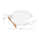 Twine Ceramic Brie Baker with wood spreader dimensions