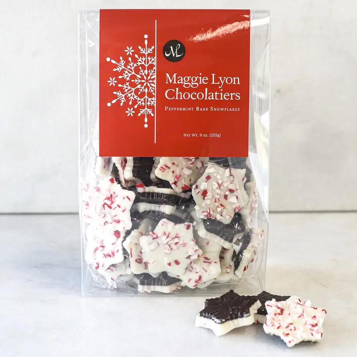 Maggie Lyons 9oz Dark & White Peppermint Bark Snowflakes
