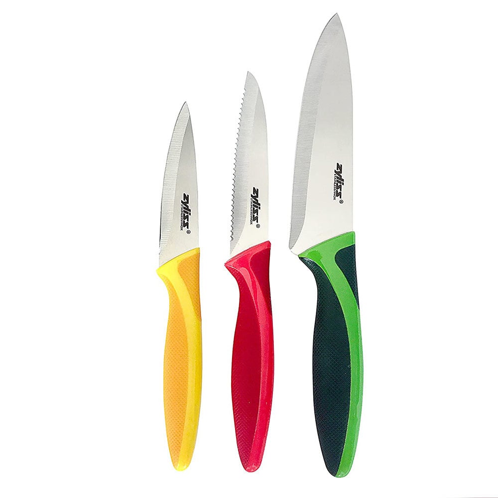 Zyliss knife Value Set includes paring knife, serrated paring knife, and utility knife