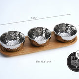 Pampa Bay 4-Piece Entertaining Set of Four Porcelain Bowls on Acacia Board
