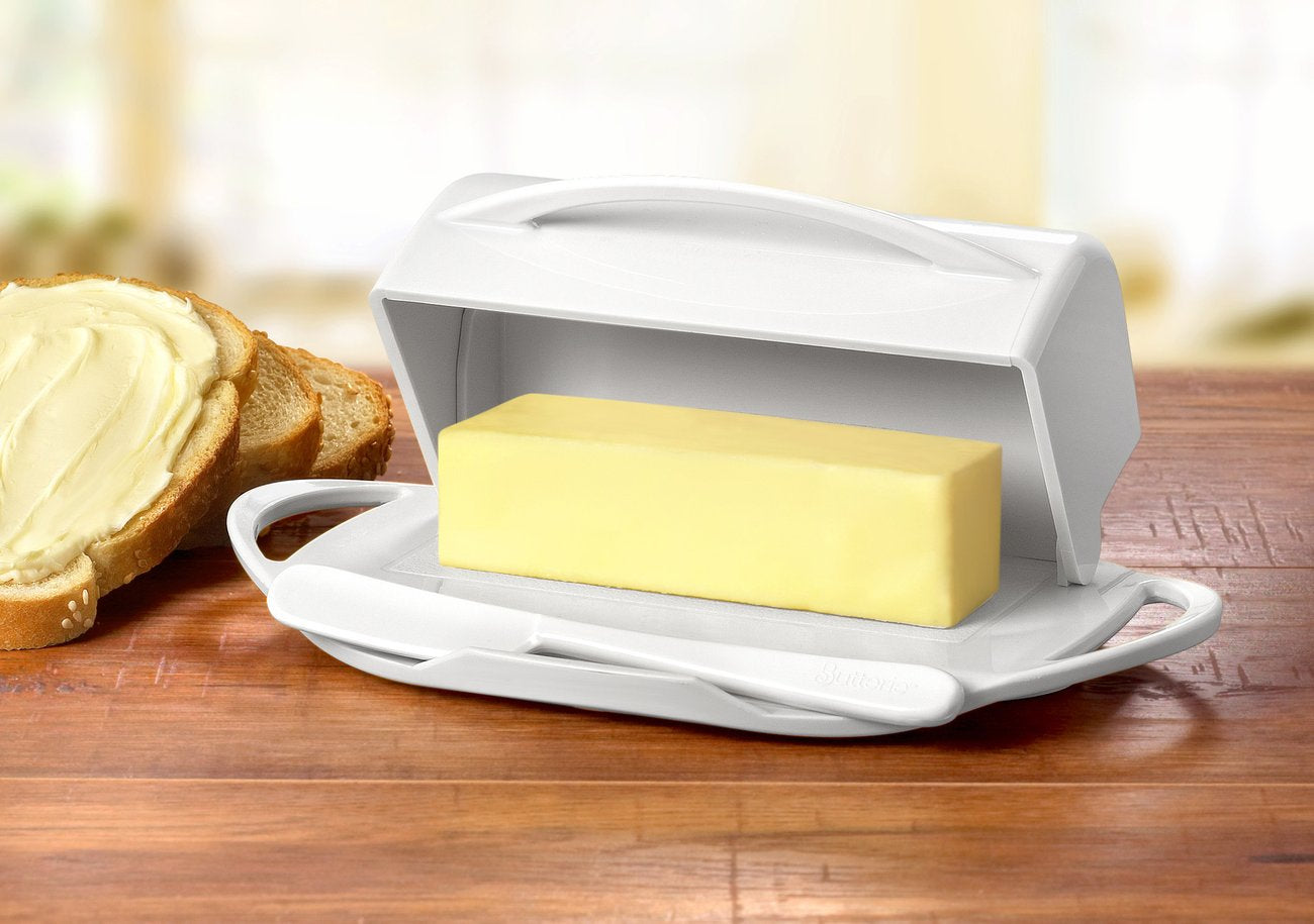 White Butterie Butter Dish with butter in it
