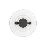 Round white salad spinner top with black center on a white background