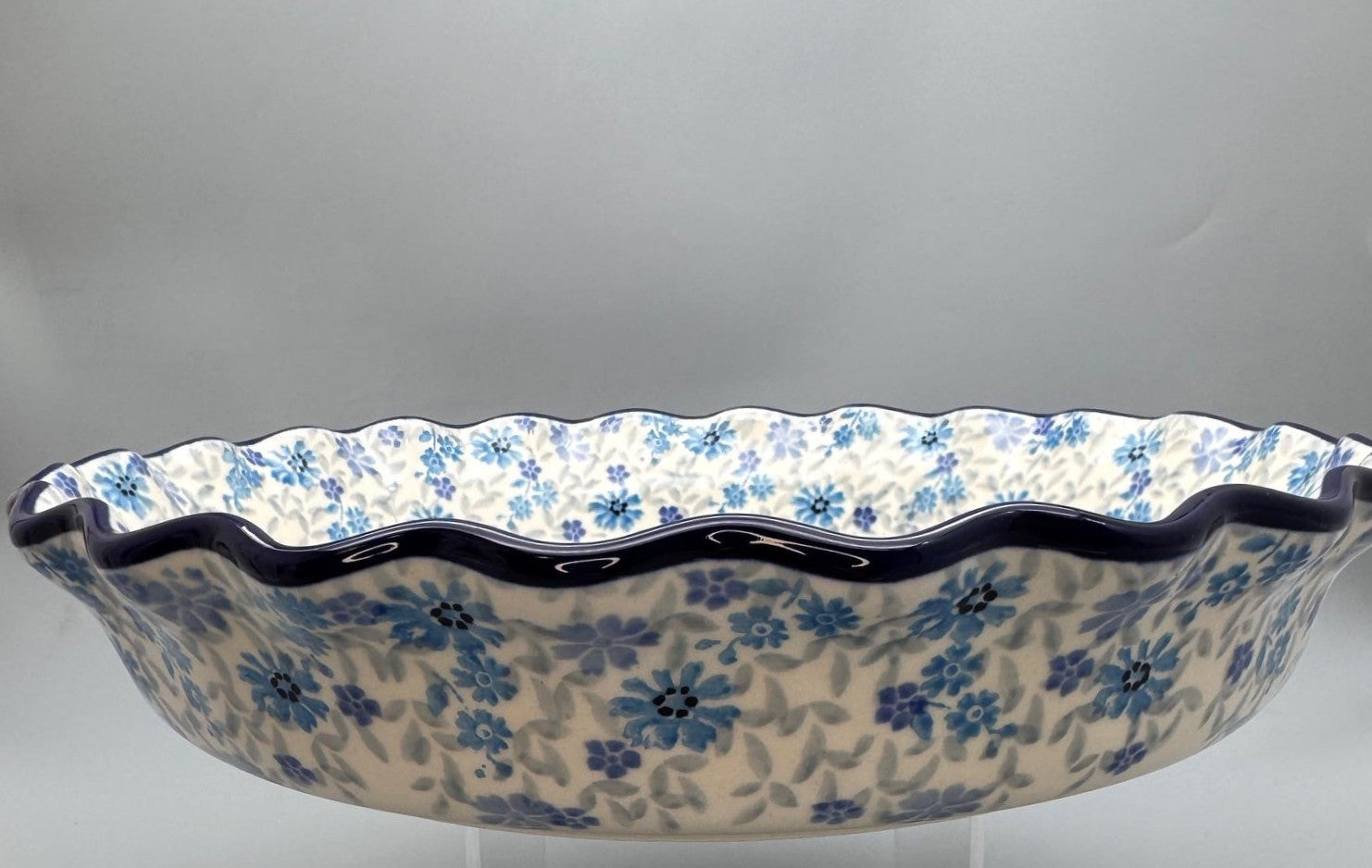 European Design Polish Pottery Fluted Pie Dish