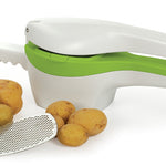 Potato Ricer with blades and potatoes