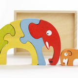 Begin Again Elephant Family Puzzle with Parent Elephant and Baby Elephant and storage box in background