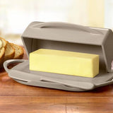 Taupe Butterie Butter Dish with butter in it