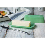 Jadeite Butter Dish with Butter and knife