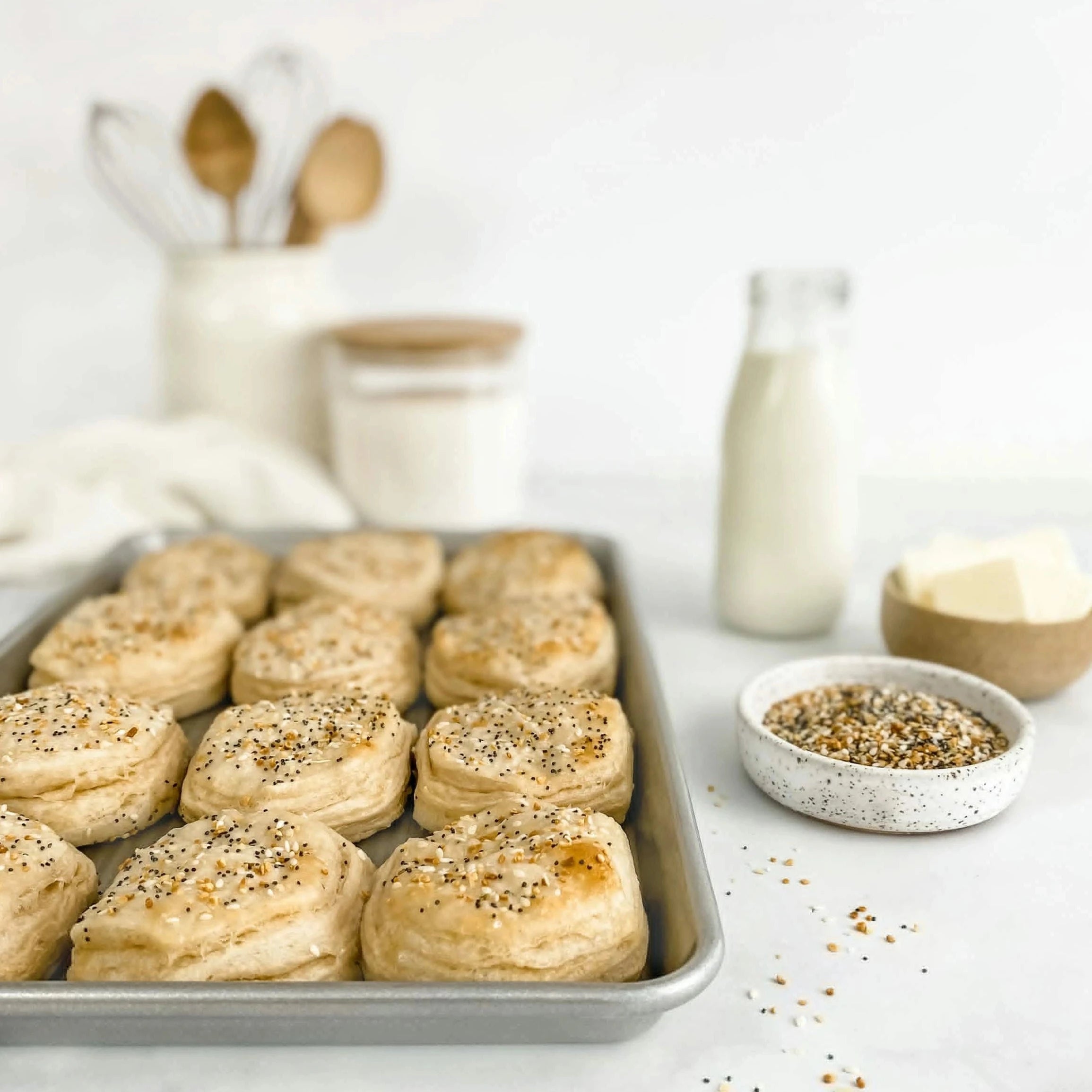 USA Pan Jelly Roll Pan 10X15 with Biscuits on it.