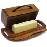 Butterie Butter Dish, Acacia Wood Matte Black Handle